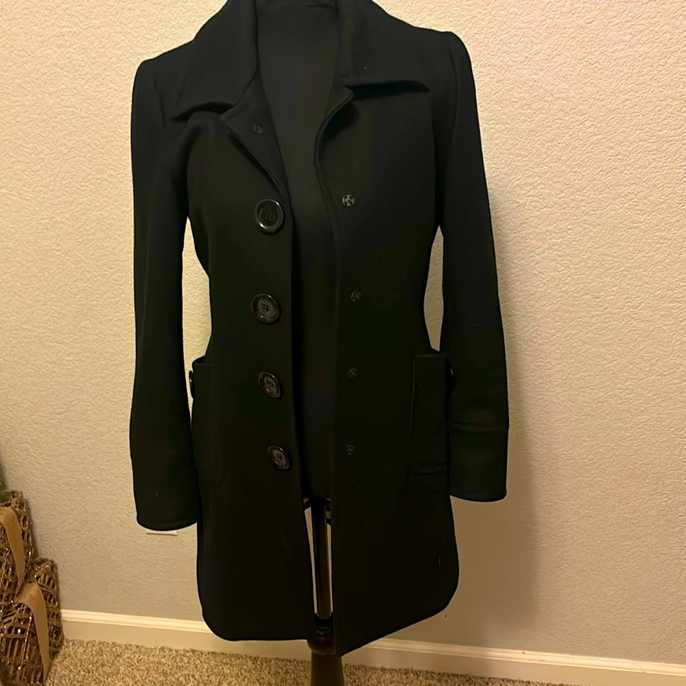 Anthropology Tulle black pea coat
